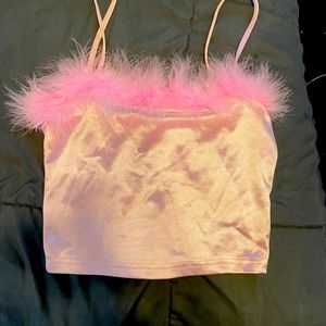 Fluffy pink crop top